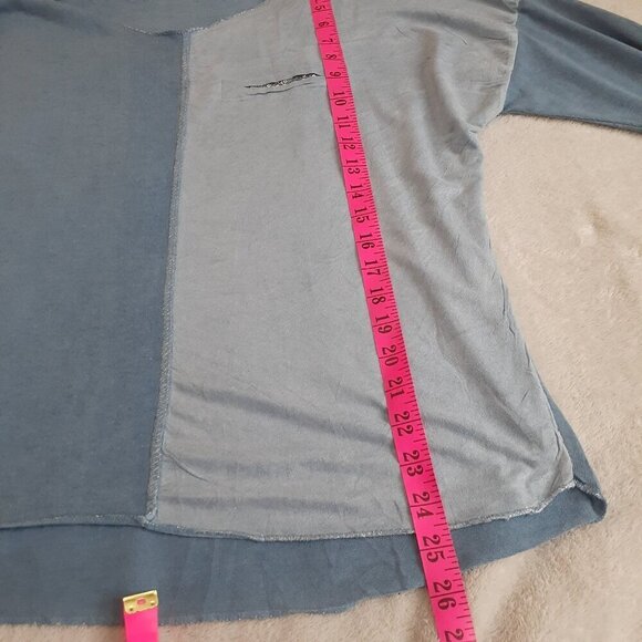 Tempo Paris Women's Large Blue Mixed Media Shirt - Picture 14 of 14